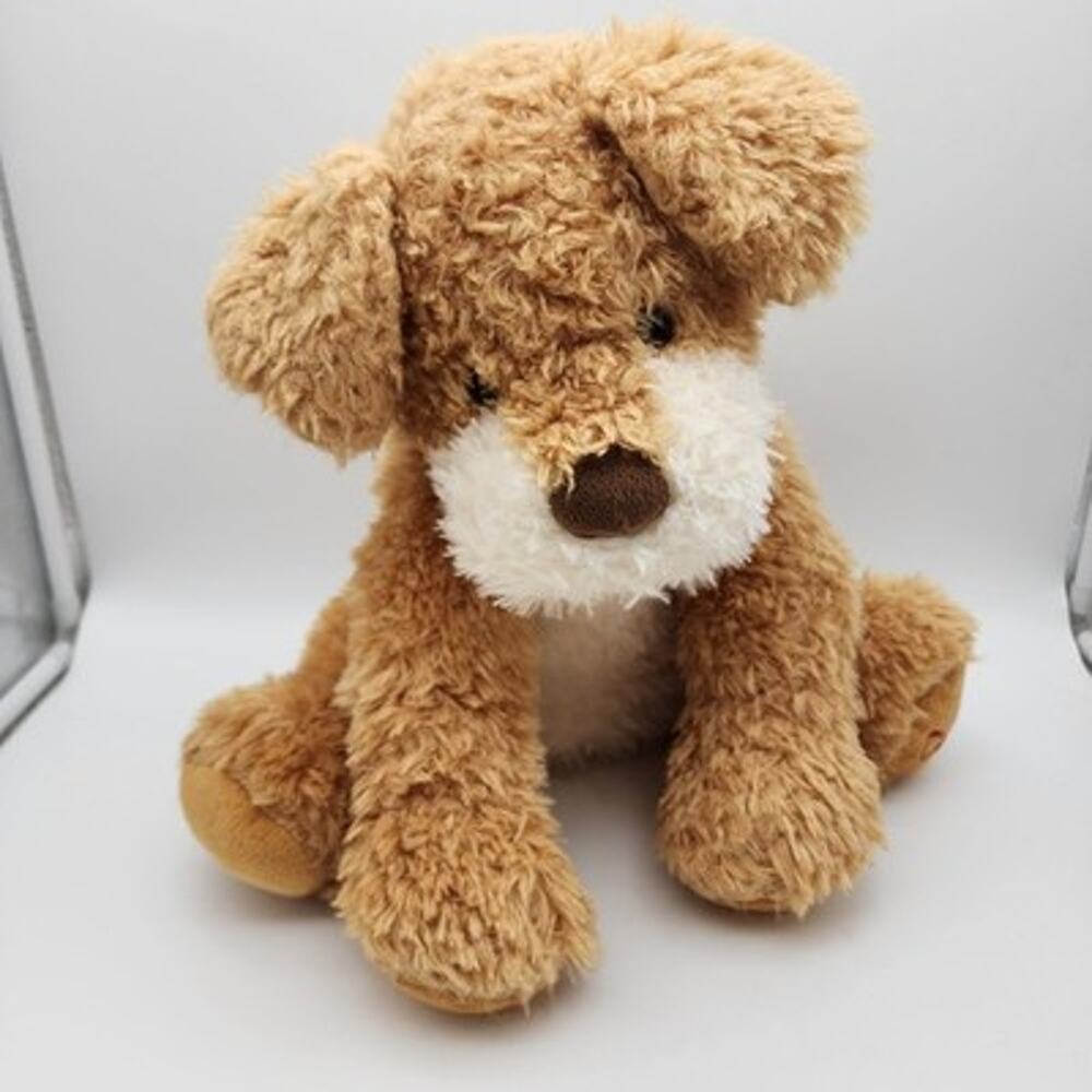 Hug Fun Walmart Sitting Brown Puppy Dog Plush 15" Tan Shaggy Fur Stuffed 219366